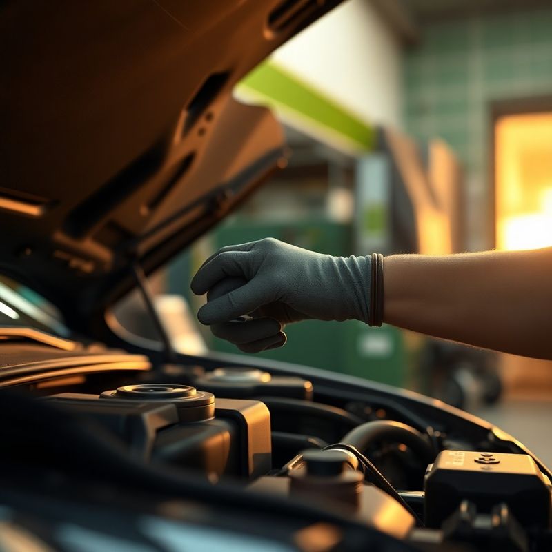 Manos de mecánico cambiando filtro de aceite en un motor moderno